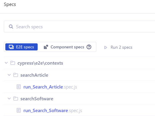 Cypress spec contexts