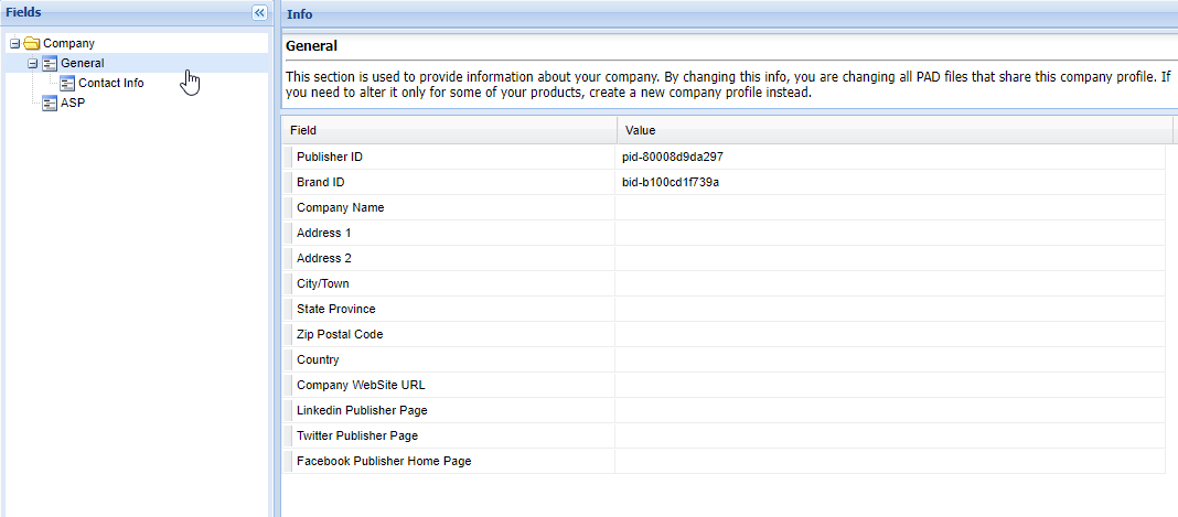 Add general info and contact info
