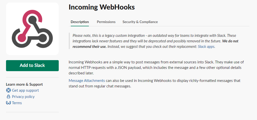 Incoming webhooks
